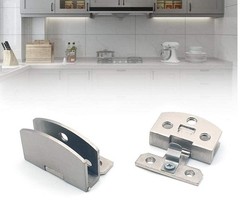 QIAO [4 pcs]] Cabinet Glass Door Hinge Bathroom Clip Frameless Silver