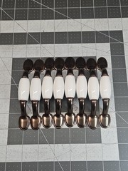Lot of 8 White Enamel Bronze Drawer Handles Pulls 3″ Vintage Cabinet Hardware