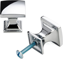 Curved Square Top Cabinet Knobs – Polished Chrome Pull Handles (25Mm /1 Inch), 1