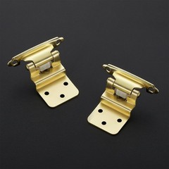 20 Pack Gold Cabinet Hinges, 3/8 Inch Overlay, Semi-Concealed, Self-Closing