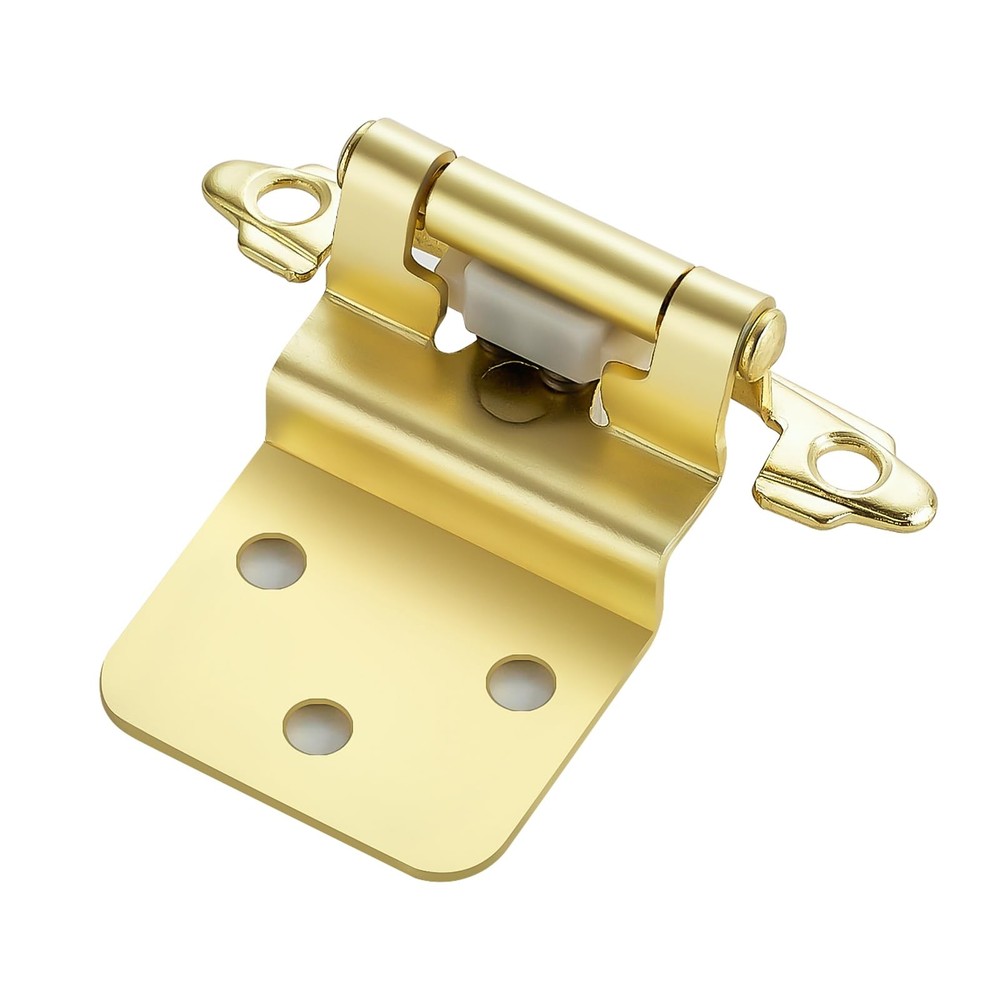 20 Pack Gold Cabinet Hinges, 3/8 Inch Overlay, Semi-Concealed, Self-Closing