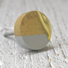 Three Tone Gold Designs Wood Resin Door Knobs, Vintage, Shabby Chic Set of 6