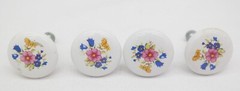 Wildflower Porcelain Ceramic Drawer Knob Pulls Floral Pattern 1-1/4″ x 1″ 4 Pcs