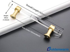 Elegant 4 Inch Acrylic Cabinet Pulls – 5 Pack in Luxurious Matte Gold Finish