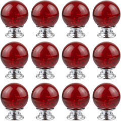 12 PCS Crystal Cabinet Knobs Round Glass Bubbles Knobs Smooth Drawer Pulls Handl
