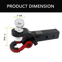 Trailer Hitch Ball Mount with Tow Shackle and 3/4″ Hitch Pin A-With Shackle