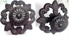 1 Vintage Farmhouse Drawer Cabinet Door Knob Pull Cast Iron Metal 3″ w/Backplate