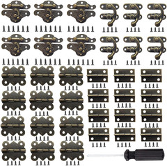 EAEDMY 36 Sets Retro Jewelry Box Hinges and Latches Hardware, Small Bronze Brass