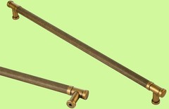 Antique Brass Knurled Drawer Pulls 6 Pack 12.6 c-c Inch Vintage Cabinet Handles