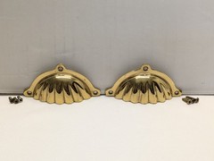 2 Vintage Brass Shell Pull Cup Handles! Spokane Washington South Hill! 🐚