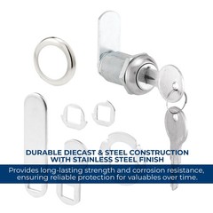 Prime-Line U 9945 Drawer and Cabinet Lock Secure 1 Count (Pack of 1), Chrome