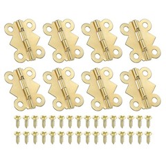 Small Jewelry Hinge 7/8 inch, 8 Pack 180-degree Butterfly Hinge, Gold
