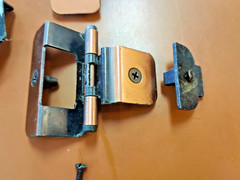 Set of 4 1960s/70s Vtg Double Demountable Cabinet Hinges Semi-Concealed Copper