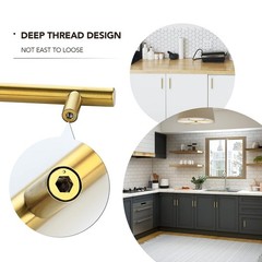 Ravinte Gold Cabinet Handles 5 Pack 5 Inch 3 Hole Centers, Brushed Brass