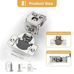 50 Pieces 1-3/8 inch Overlay Soft Close Hinges for Kitchen Cabinet Hinges Sat…