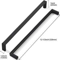 5 Pack 12-3/5 Inch(320mm) Matte Black Square Cabinet Pulls Kitchen Cabinet Ha…