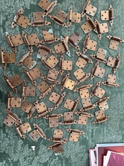 50 Vintage Brass Cabinet Hinges Soft Close Distressed Verdigris Green Rust Lot