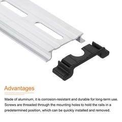DIN Rail Slotted Aluminum Mounting Guide 26×1.4×0.3″ with Cover 6 Pcs, Silver