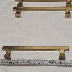 Lot of (8) Gold Square Brushed Satin Brass Cabinet Handles Pulls with (4) Knobs