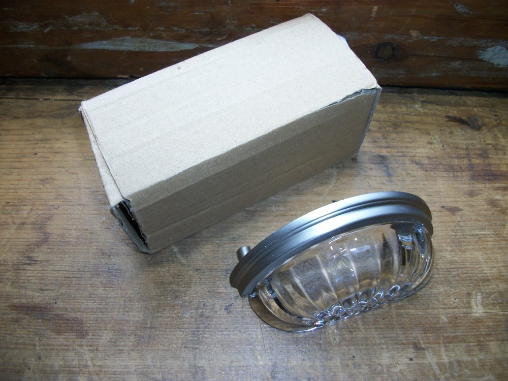 4) 3″ Hole Centers Cabinet Cup Pulls Scalloped Glass Round Cup Brushed Chrome