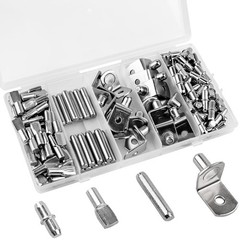 Elegant Shelf Pins Kit – 4 Stylish Support Designs, 145 Nickel Plated Pieces