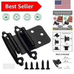 10-Pack Matte Black Flush Mount Cabinet Hinges with Upgraded Screws & Bumpers