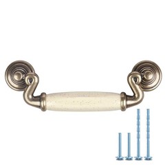 4 Pack 4 1/2″ Drop Handle Ceramic Drawer Pull Antique Bronze Dresser Pull for…