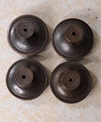 Victorian Cast Iron Cabinet Knobs Antique Brass Finish Embossed Leaves Set 4 NEW