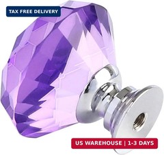 12 Pcs 30mm Diamond Shape Crystal Glass Cabinet Knobs with Screws Drawer Knob Pu