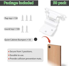 50 Pack 25 Pairs 3/8″ Inset Cabinet Door Hinges – White Offset Self Closing Hing