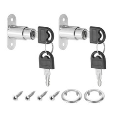 2Pcs 1-1/2″x3/4″ Drawer Desk Cabinet Push Plunger Lock, Keyed Alike