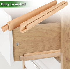 6PCS Wood Drawer Slides 16 Inches Wooden Drawer Slides Bottom Mount Classic Cent