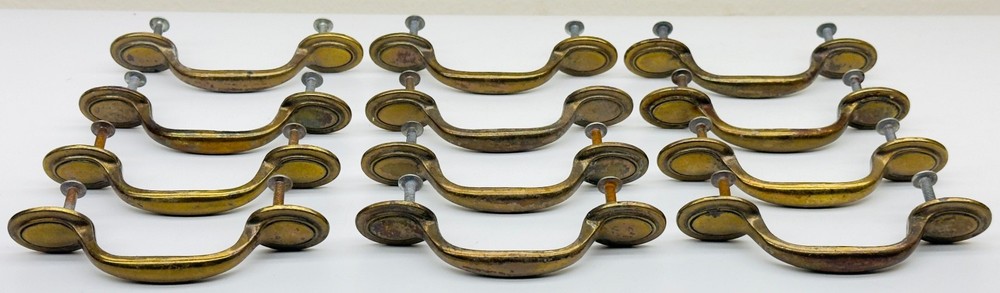 (12) Vintage KBC Keeler Brass Drawer Pull Handles Mid-Century Cabinet 4.5” READ