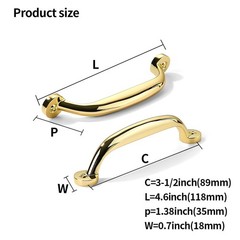 10 Pack 31/2 Inch Hole Center Polished Brass Cabinet Pulls Heavy Duty Solid