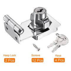 2pcs 3 Inch Keyed Alike Hasp Lock 90 Degree Chrome Plated Twist Knob