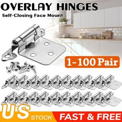 Overlay Kitchen Cabinet Hinges Satin Brushed Nickel Flush Mount w/Screws LOT