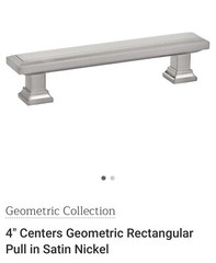 New Emtek Geometric Rectangular 4 Inch Bar Cabinet Pull Satin Nickel 86301US15
