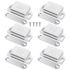 Cabinet Door Magnets 30 LB Magnetic Closures 6 Pack White Plastic Latch Stop Pet