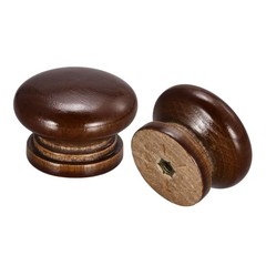 8pcs Round Wood Knobs 33x23mm Pull Handles for Drawer with Screws Dark Brown