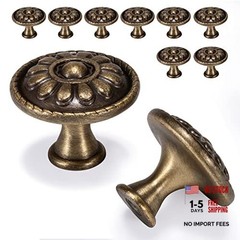10 Pack Antique Brass Cabinet Knobs, Vintage Retro Drawer 10 Pcs brass knobs