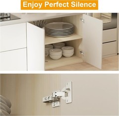 40mm Cup Inset Soft Close Hinges – 2 Pack for Thick Doors 18-28mm, Nickel Finish