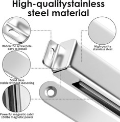 4 Pcs Magnetic Door Catch 150Lb Stainless Steel Heavy Duty Strong Magnetic Cabin