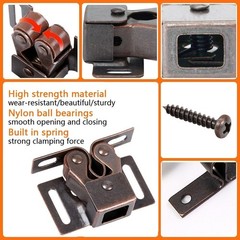 4 PCS Cabinet Latch Double Roller Catch Hardware, Cabinet Door Latches & Catch