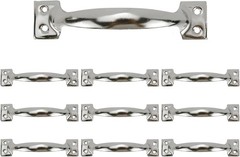 10Pcs 6 Inch Rustic Gate Handle Pulls Vintage Utility Door 6 Inch, Silver