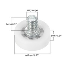 19mm Drawer Rollers, 12 Pack Plastic Drawer Pulley Bearing Small Pulley