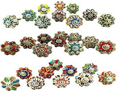 Small 1″ Knobs Assorted Rare Hand Painted Ceramic Knobs Cabinet Drawer Pull Pull