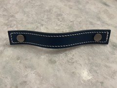 Turnstyle Designs Button Stitched Strap 128 U1186-YBSN Blue Leather Drawer Pull
