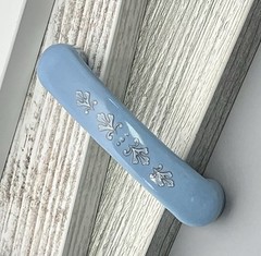 VTG Blue Porcelain Ceramic Cabinet Handles White Floral Kitchen Pull Drawer