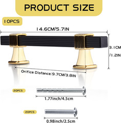 10PCS Black and Gold Cabinet Pulls, Black and Gold Cabinet Handles, Kitchen Cabi
