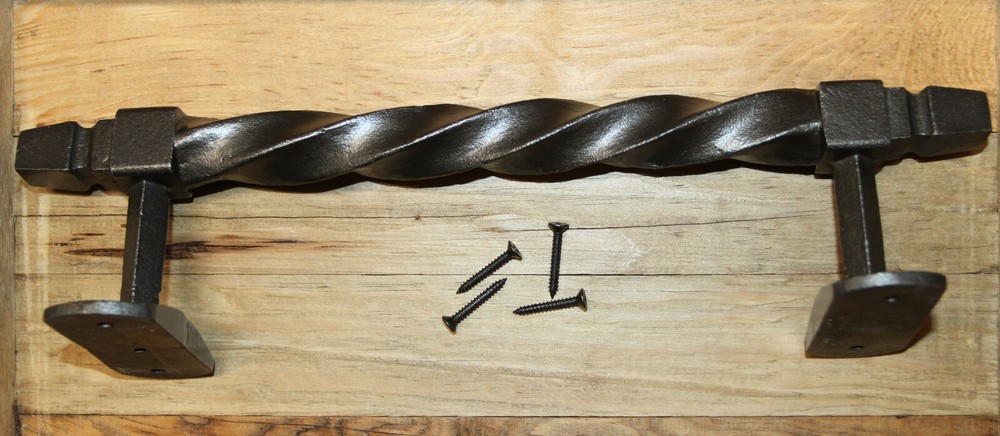 1-MONSTER HANDLE,TWIST DESIGN PULL,BURNISHED METAL,WOOD GATE PULL HW-124
